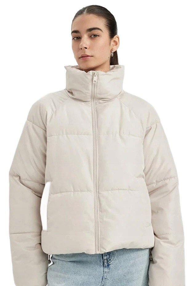 DEFACTO KURTKA DAMSKA PIKOWANA Z WYSOKIM KOŁNIERZEM BEŻOWA XL 5FA