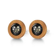 Spinki do mankietów i krawatów - Steampunk czarny - drewniane spinki do mankietów - miniaturka - grafika 1