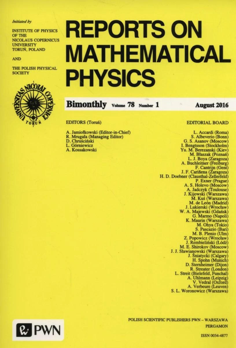 Reports on Mathematical Physics 78/1 2016 - Wydawnictwo Naukowe PWN