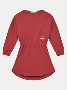 Calvin Klein Jeans Sukienka dzianinowa Monogram IG0IG02316 M Czerwony Relaxed Fit - Sukienki i spódniczki dla dziewczynek - miniaturka - grafika 1