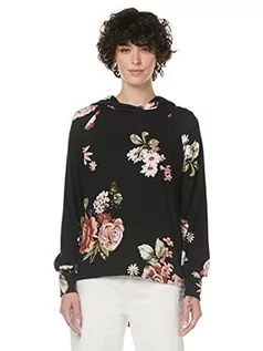 Koszulki i topy damskie - ONLY Damska koszulka z długim rękawem Onlelcos Emma L/S, Czarny/Aop: różowe kwiaty bukietu, XL - grafika 1