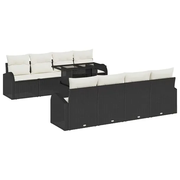 Zestaw sof ogrodowych modułowych czarno-białych, 5 miejsc