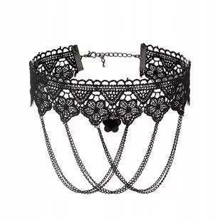 CHOKER Koronkowy Haft Czarny NASZYJNIK Gothic CH02 - Naszyjniki - miniaturka - grafika 1