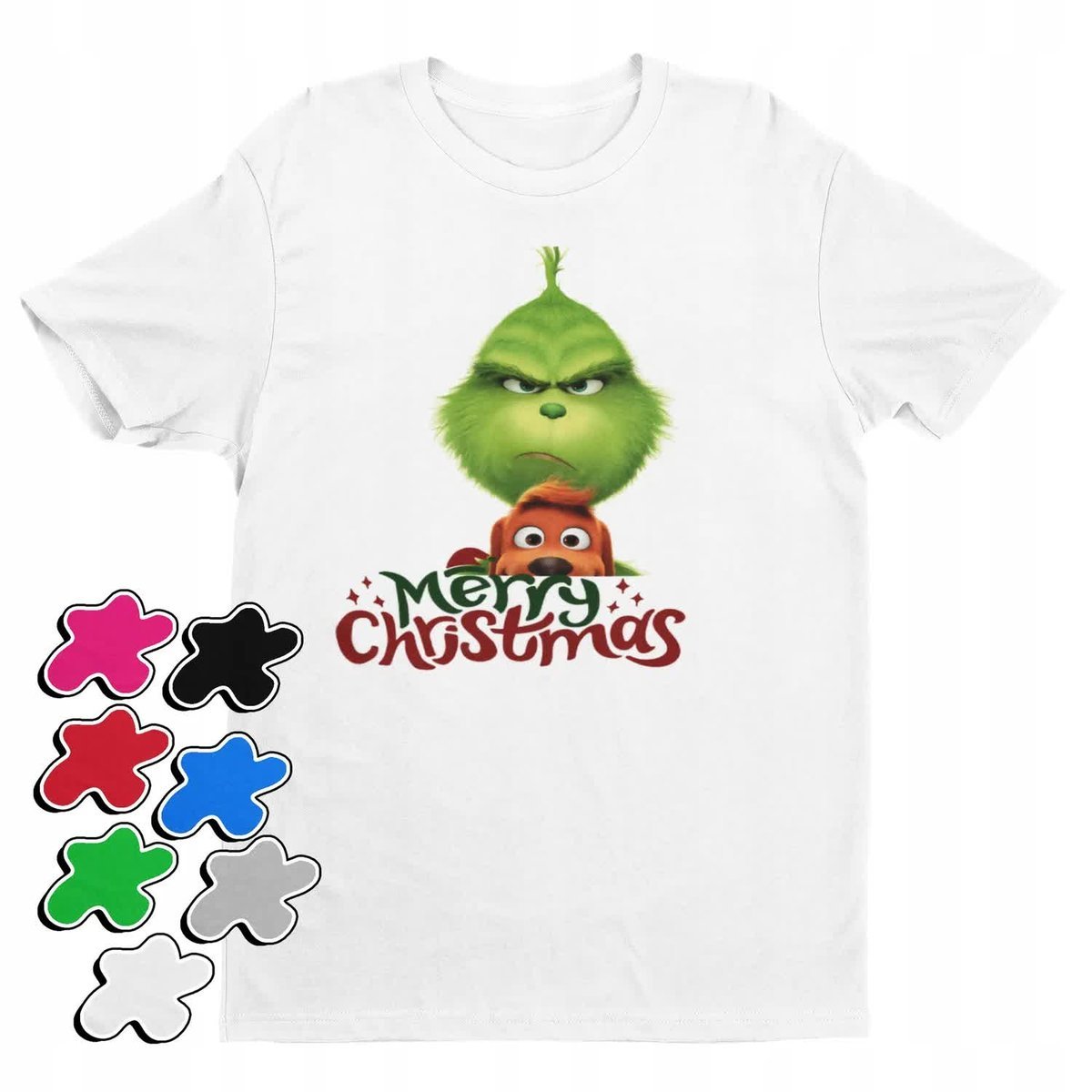 Koszulka T-Shirt Dziecięca Z Nadrukiem Grinch Święta Prezent -M 134-140