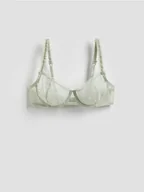 Biustonosze - Reserved - Siateczkowy biustonosz z haftem - jasnozielony - miniaturka - grafika 1