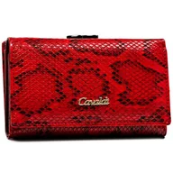 Portfele - Czerwony portfel damski ze zdobieniem na wzór skóry węża - 4U Cavaldi - miniaturka - grafika 1