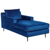 Narożniki - Szezlong welurowy ciemnoniebieski GUERET - miniaturka - grafika 1