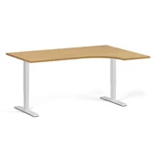 Stoły i stoliki do biura - Stół z regulacją wysokości, 1 silnik, 745 - 1235 mm, narożnik L/P, blat 1600 x 1200 mm, podstawa biała, buk - miniaturka - grafika 1