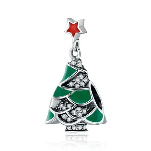 Zawieszka Charms SREBRO 925 Koralik do PANDORA Drzewo Choinka Święta Bożego Narodzenia - Wisiorki - miniaturka - grafika 1