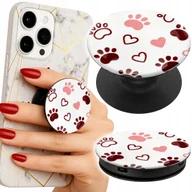 Uchwyty samochodowe do telefonów - Uchwyt do telefonu Popsocket na palce/stojak PSIE ŁAPKI NA BIAŁYM TLE, KOT - miniaturka - grafika 1