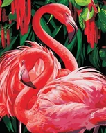 Malowanie po numerach - Spotkanie flamingów - Malowanie po numerach 50x40 cm - miniaturka - grafika 1