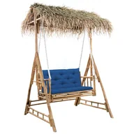 Huśtawki - 2-os. huśtawka ogrodowa, bambus i liście palmy, poduszka, 202cm - miniaturka - grafika 1