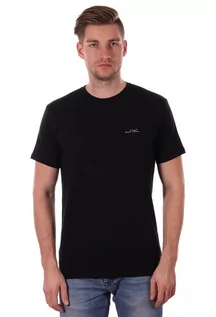 Koszulki męskie - Czarny Gładki T-shirt Męski, Krótki Rękaw, Just Yuppi, 100% BAWEŁNA, Koszulka, z Logo - grafika 1