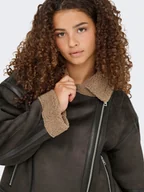 Kurtki damskie - ONLY Kurtka "LIFE BOND OVERSIZJACKET" w kolorze brązowym ze skóry syntetycznej - miniaturka - grafika 1