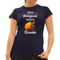 Koszulki i topy damskie - Zamiast na allekskjuzmi, zabierz mnie do kurnika - damska koszulka na prezent Granatowa - miniaturka - grafika 1