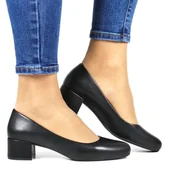 Półbuty damskie - Czółenka Półbuty Na Niskim Obcasie Sergio Leone Pb291 Czarne Matowe - miniaturka - grafika 1