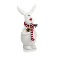Ozdoby bożonarodzeniowe - Figurka ceramiczna Renifer 17 cm biały - miniaturka - grafika 1
