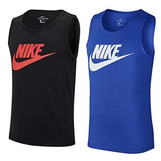 Koszulki sportowe męskie - Nike Męski tank top sportowy swear, Black/Habanero Red, S, AR4991-010 - grafika 1