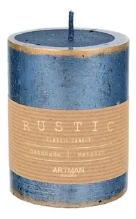 Świece - ARTMAN Świeca ozdobna Rustic Patynowany - walec mały (średnica 7cm) niebieski 1szt - grafika 1