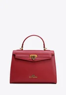 Torebki damskie - Kuferek ze skóry naturalnej z dekoracyjnym zapięciem czerwony - miniaturka - grafika 1