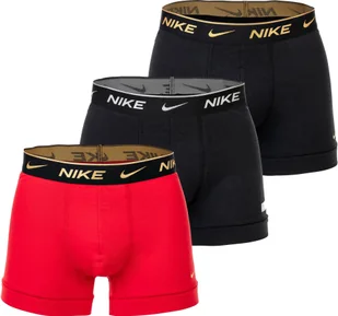 Bokserki męskie NIKE, 3-pak - kąpielówki, logo w pasie, bawełna stretch czarny/czerwony S - Majtki męskie - miniaturka - grafika 1