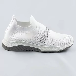 Ażurowe buty damskie z cyrkoniami białe (c1057) - COLIRES - Buty sportowe damskie - miniaturka - grafika 1