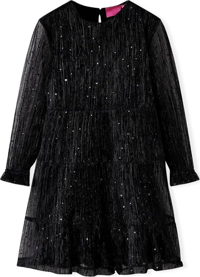 vidaXL Sukienka dziecięca z długimi rękawami, czarna, 128