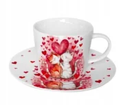 Filiżanki - Filiżanka ze spodkiem 240 ml KOTY Uroczy Prezent na Walentynki - miniaturka - grafika 1