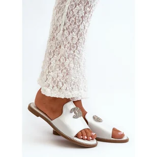 Eleganckie klapki damskie S.Barski Silver szare - Klapki i japonki damskie - miniaturka - grafika 1