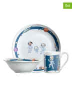 Sztućce dla dzieci - LEONARDO 3-częściowy zestaw "Space" w kolorze biało-granatowym dla dzieci - miniaturka - grafika 1