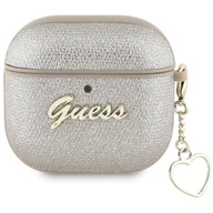 Akcesoria do słuchawek - Etui na słuchawki GUESS Metallic Script Charm do Apple Airpods 4 Złoty - miniaturka - grafika 1