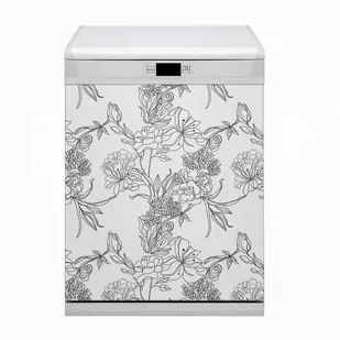 Dekoracja na zmywarkę Czarno-biały kwiaty 60x80 - Dekoracje domu - miniaturka - grafika 1