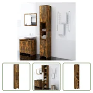 Szafki łazienkowe - The Living Store Szafka łazienkowa dąb wędzony 30x30x183,5 cm materiał drewnopochodny - miniaturka - grafika 1