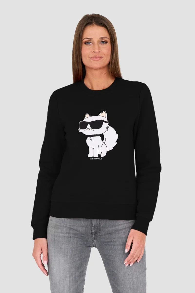 KARL LAGERFELD Czarna damska bluza Ikonik 2.0 Choupette Sweat S