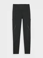 Spodnie sportowe damskie - Damskie legginsy do biegania 4F 4FWAW24TFTIF267 - czarny - miniaturka - grafika 1