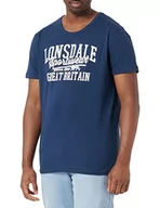 Koszulki męskie - Lonsdale Męski T-shirt Martinstown, ciemnogranatowy/biały, XL - miniaturka - grafika 1