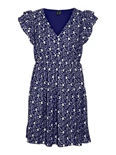 Bestseller A/S Damska sukienka VMSONEY LACE SL dekolt w serek, krótka sukienka WVN, Navy Blazer/szczegóły: Snow White Lines, XL, Navy Blazer/Detail:Snow White Lines, XL - Sukienki - miniaturka - grafika 1