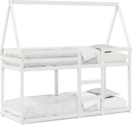 Łóżka dla dzieci i młodzieży - Łóżko z piętrem i daszkiem, białe, 90x200 cm, drewno sosnowe - miniaturka - grafika 1