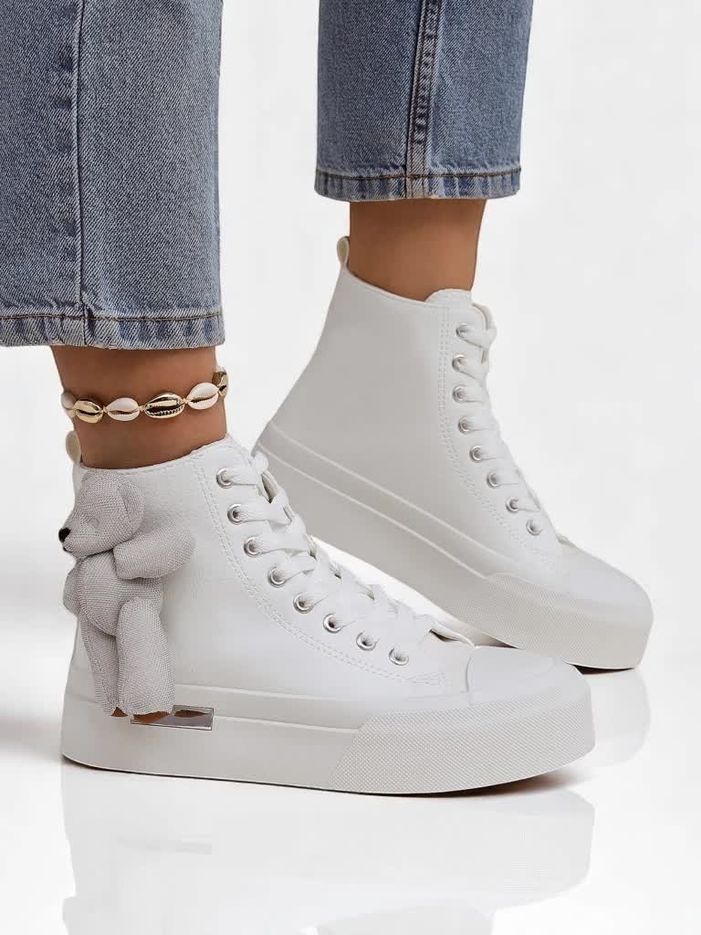Royalfashion Wysokie trampki damskie z misiem Tedi