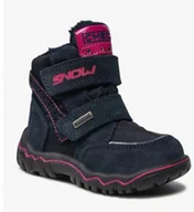 Śniegowce damskie - Twisty Śniegowce Ze Skórą Granatowe Na Rzepy 25 J_A - miniaturka - grafika 1