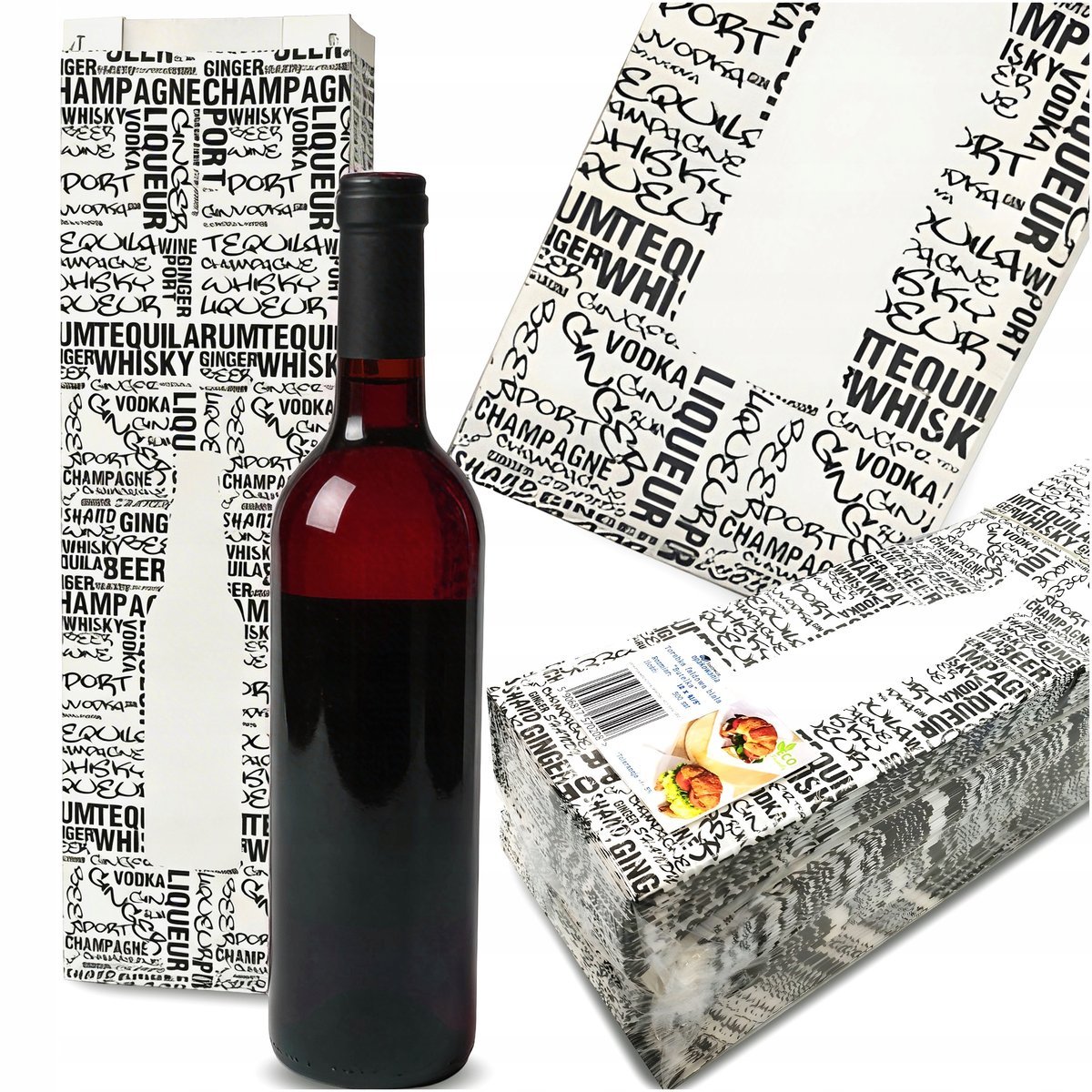 TORBY PAPIEROWE TOREBKA PAPIEROWA Z NADRUKIEM NA WINO EKO 120x410mm 500 SZT
