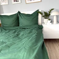 Pościel - Jednostronna pościel bawełniana 160x200 cm Gładka Butelkowa Zieleń - miniaturka - grafika 1