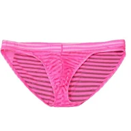 Majtki męskie - Sexowne Przeźroczyste Męskie Slipy w Paski - XL - miniaturka - grafika 1