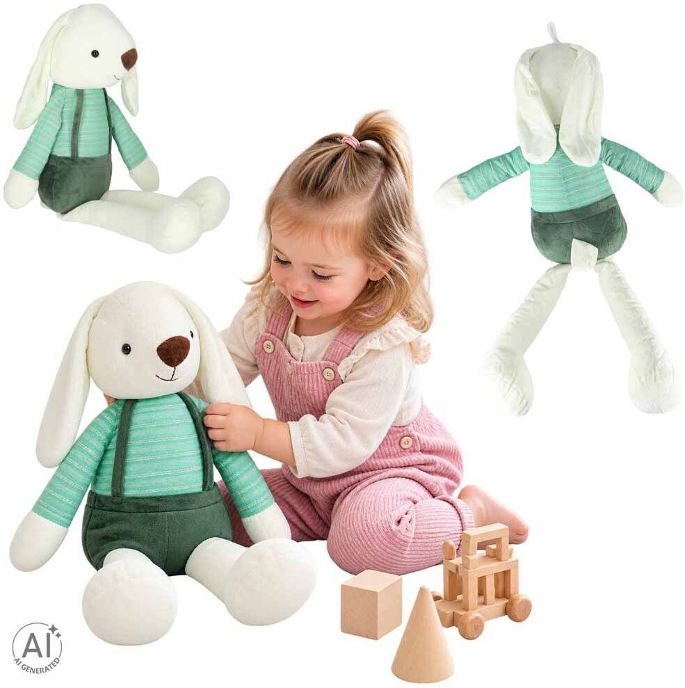 Golden Bear Maskotka pluszak przytulanka królik w zielonych spodenkach 70 cm