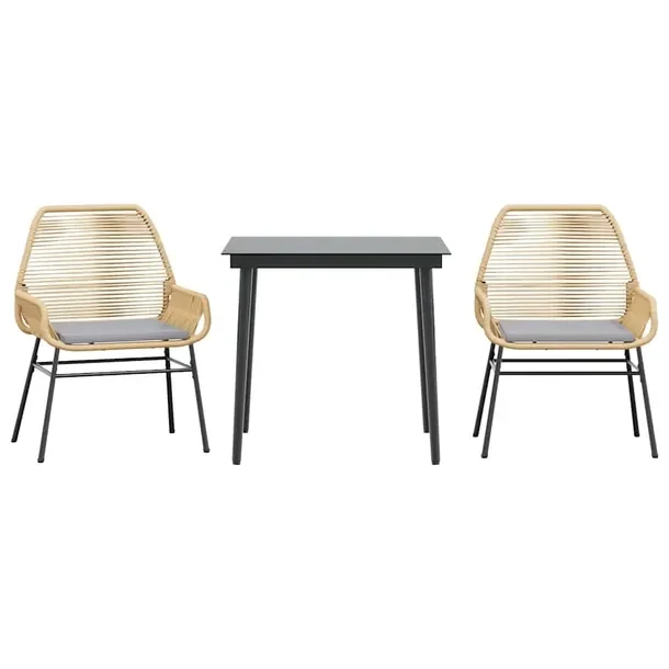 Zestaw Mebli Ogrodowych Rattan PE i Stal, Stół 80x80x74 cm, Krzesła 57x6