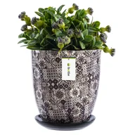 Donice - Doniczka Ceramika okrągła Ø23 cm H 25,5 cm Brązowa Mozaika podstawka - miniaturka - grafika 1