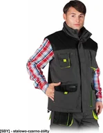 Odzież robocza - R.E.I.S. LH-FMNW-V - BEZRĘKAWNIK OCIEPLANY FORMEN - stalowo-czarno-żółty L - miniaturka - grafika 1