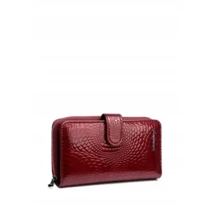 Portfel Skóra Naturalna Lakierowany Czerwony LUIGISANTO Damski RFID pojemny - Portfele Portfel Skóra Naturalna Lakierowany Czerwony LUIGISANTO Damski RFID pojemny - Portfele - miniaturka - grafika 1