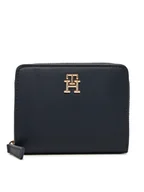 Portfele - Tommy Hilfiger Mały Portfel Damski Th Logotape Med Za AW0AW17408 Granatowy - miniaturka - grafika 1