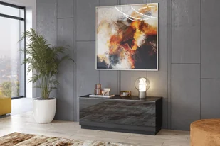 Komoda modułowa RTV uchylna Helio 41 - czarny / czarne szkło - Szafki RTV - miniaturka - grafika 5